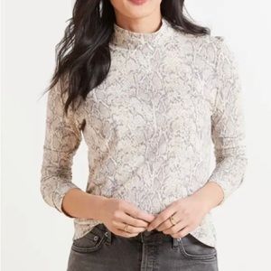 Rails Snakeskin Ivory Cotton Modal Long sleeve mock Turtleneck neck size Large